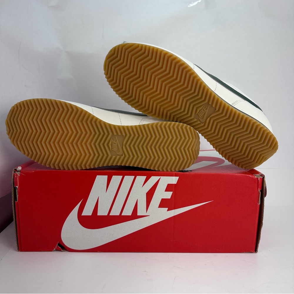 New Nike Cortez Leather Sneaker in Sail, Fir, Gum Yellow, & Black shoe - Picture 7 of 8